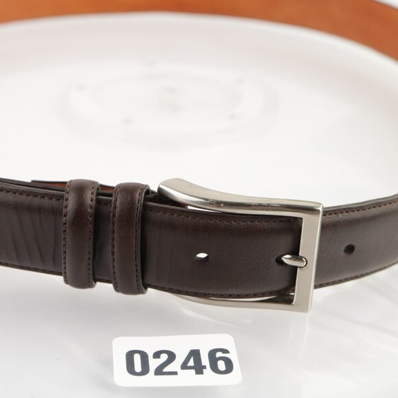 BKE Mens Belt Size 38 Dark Brown Leather Business Casual Silver Tone Buckle - Picture 8 of 12
